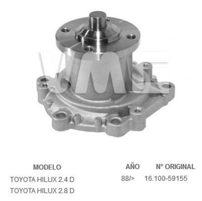 Bomba Agua Toyota Hilux 2.4/2.8/3.0 92-> 2L/3L/5L