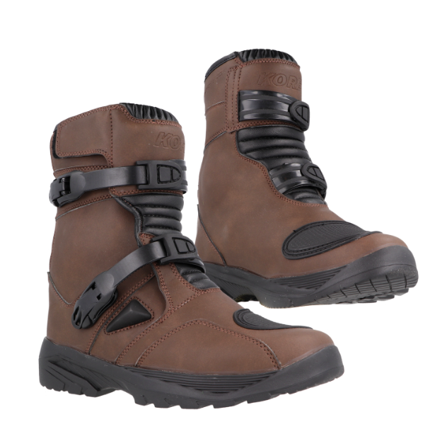 Botas de moto Kore BT-0043 marrón con broches - Vértigo Repuestos