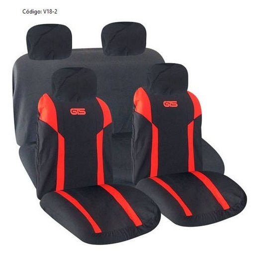 Cubreasientos universal 10 piezas GTS negro - Vértigo Repuestos