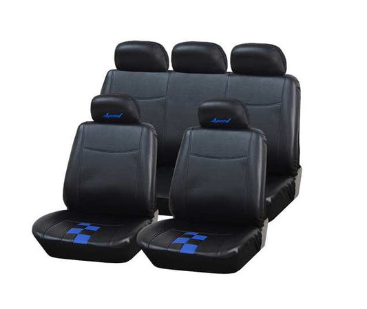 Cubreasientos de cuerina 9 piezas azul - Vértigo Repuestos