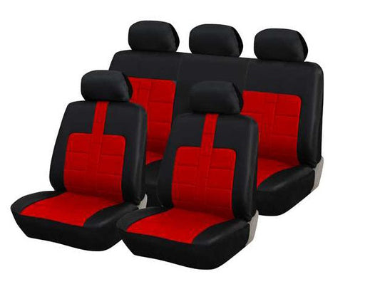 Cubreasientos de cuerina 9 piezas rojo - Vértigo Repuestos