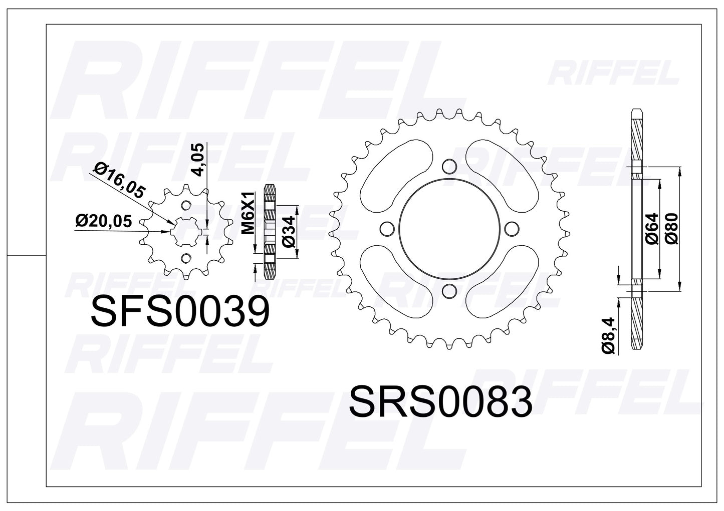 Kit de transmisión de moto para Yamaha XTZ 125 Riffel - Vértigo Repuestos