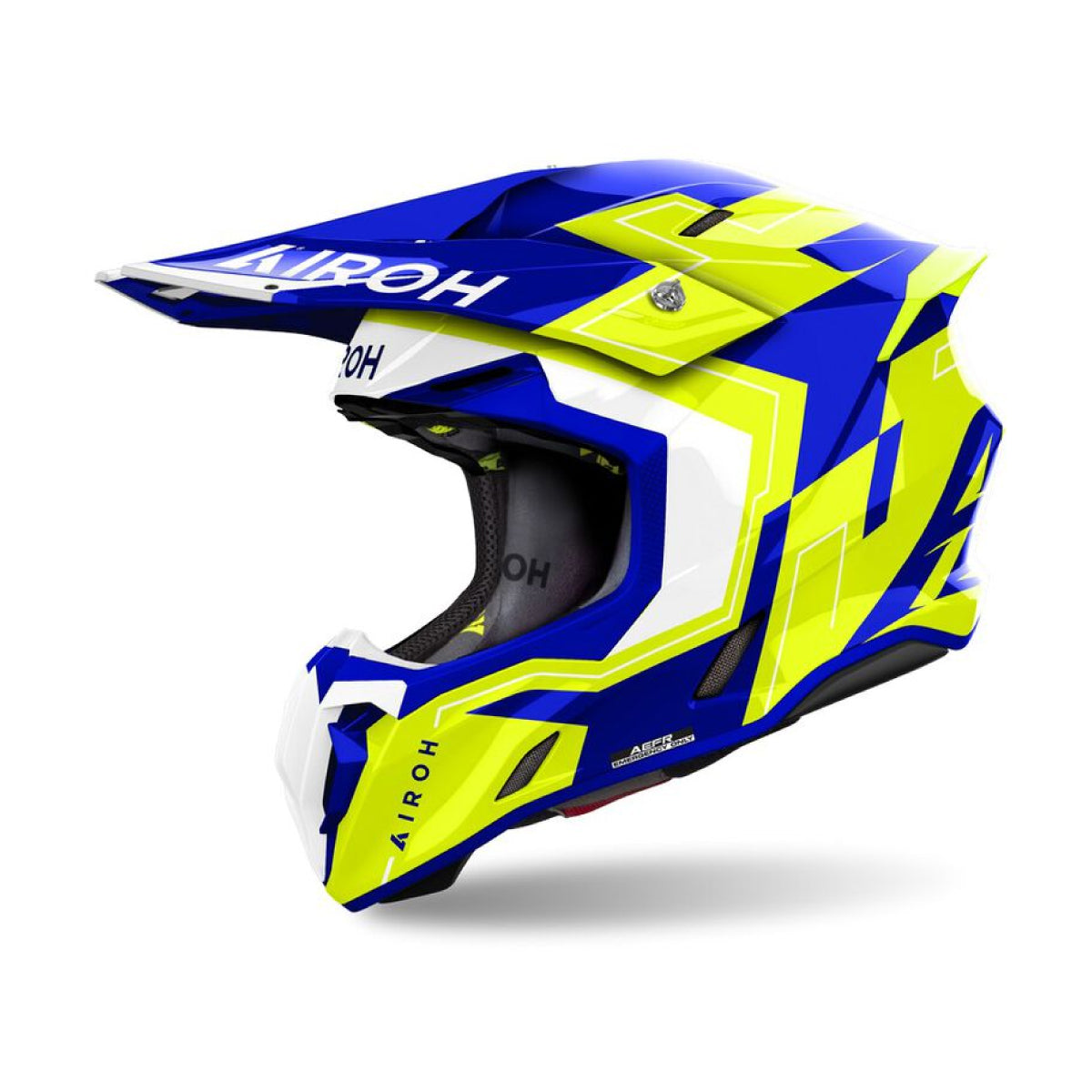 Casco cross de moto Airoh Twist 3 Dizzy azul y amarillo - Vértigo Repuestos