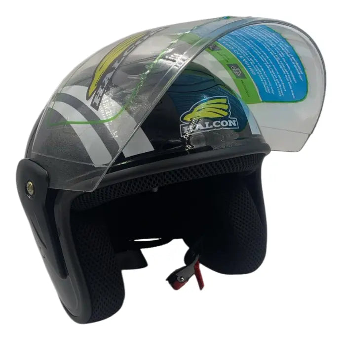 Casco abierto de moto Halcón negro - Vértigo Repuestos